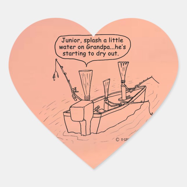 Fishing Reeds Heart Sticker (Front)