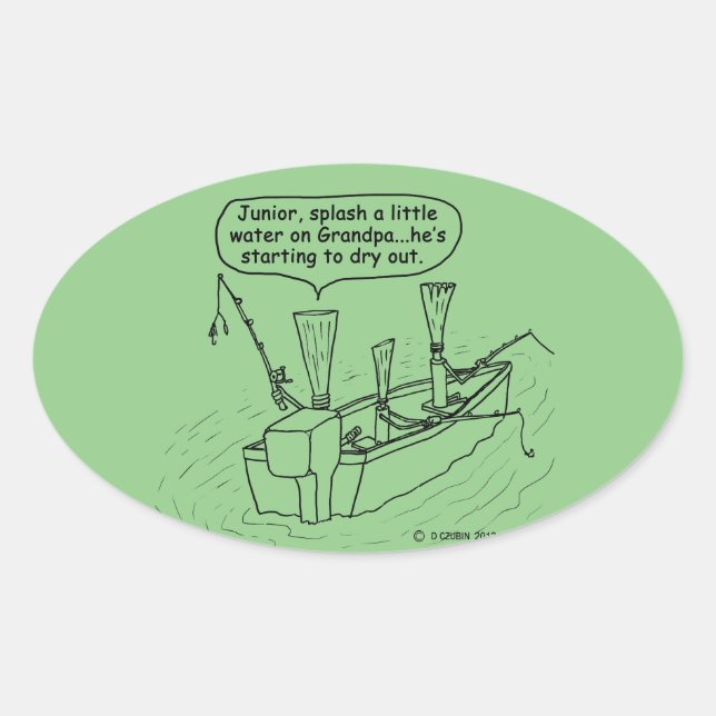 Fishing Reeds Oval Sticker (Front)