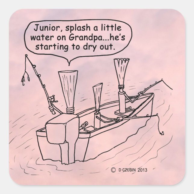 Fishing Reeds Square Sticker (Front)