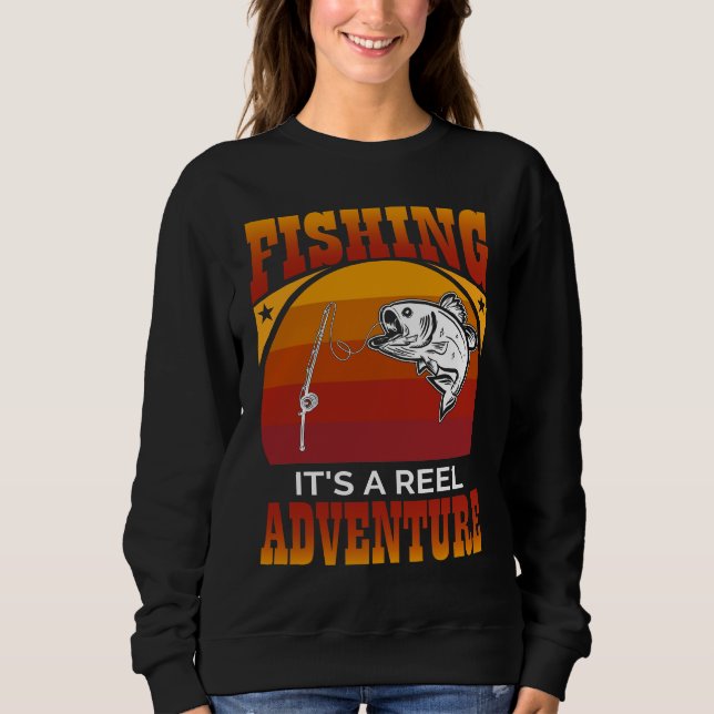 Fishing Reel Adventure Sunset Design Sweatshirt (Front)