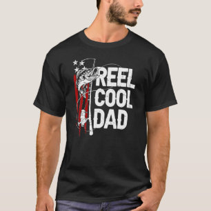 Fishing Reel Cool Dad Daddy Fisherman Usa Flag Fat T-Shirt