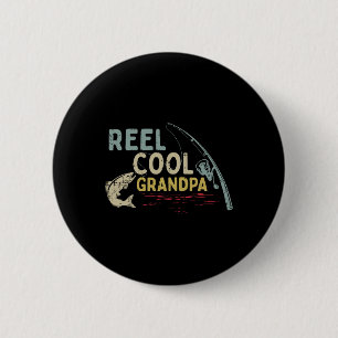 Fishing Reel Cool Grandpa Funny Grandfather Fisher 6 Cm Round Badge