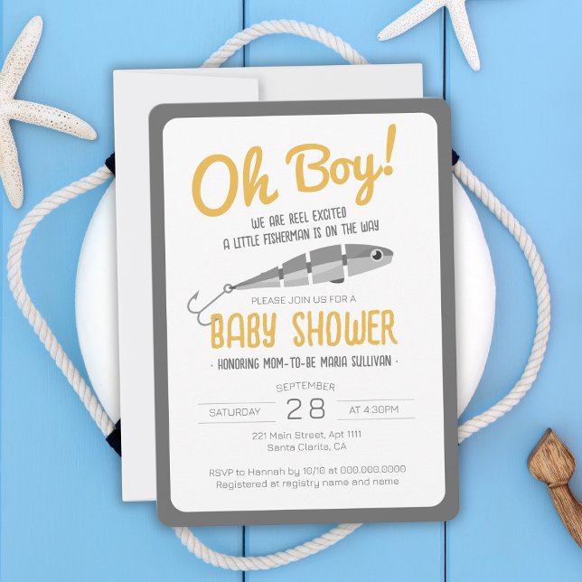 Fishing Reel Excited Oh Boy Baby Shower Invitation (Fishing Reel Excited Oh Boy Baby Shower Invitation
)