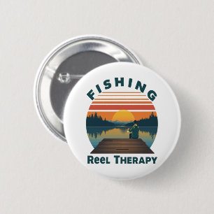 Fishing Reel Therapy Dad 6 Cm Round Badge