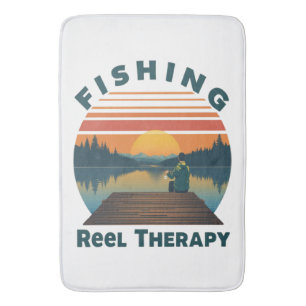 Fishing Reel Therapy Dad Bath Mat