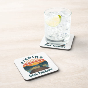 Fishing Reel Therapy Dad Coaster