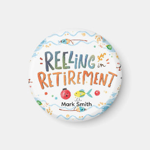 Fishing Reeling in Retirement Party watercolor Magnet