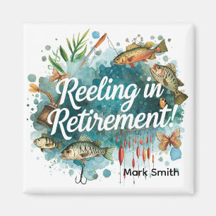 Fishing Reeling in Retirement Party watercolor  Magnet