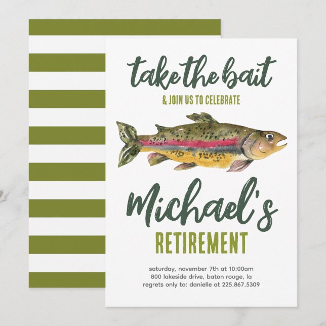 Fishing Retirement Invitation- Take the Bait Invit Invitation (Front/Back)