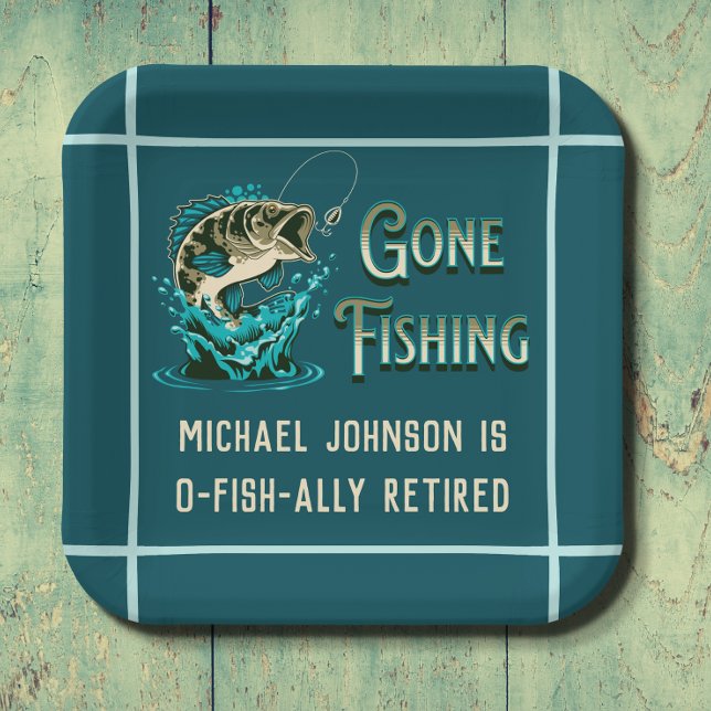 Fishing Retirement Party - Gone Fishing Invitation Paper Plate (Creator Uploaded)