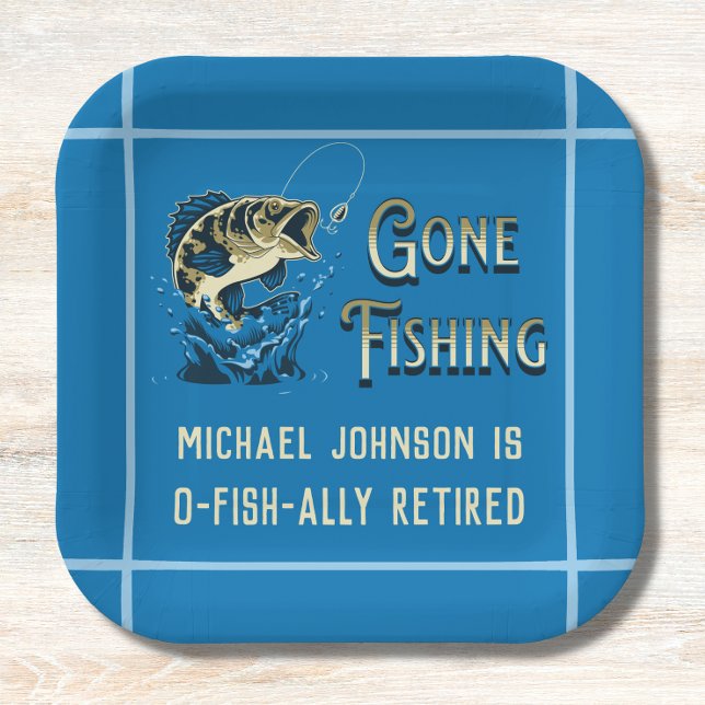 Fishing Retirement Party - Gone Fishing Invitation Paper Plate (Creator Uploaded)