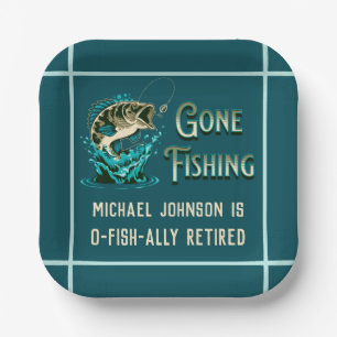 Fishing Retirement Party - Gone Fishing Invitation Paper Plate
