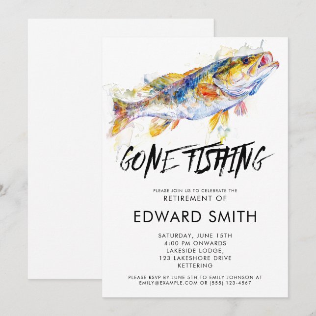 Fishing Retirement Party Invitation (Front/Back)