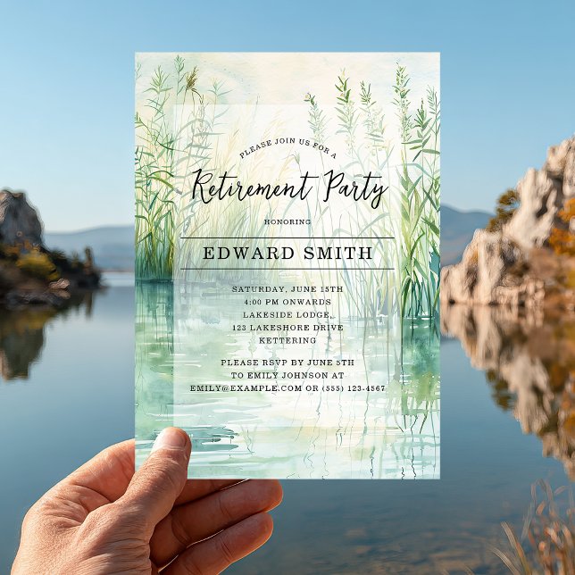 Fishing Retirement Party Invitation (Reel in the fun 🎣 Celebrate retirement with this serene fishing-themed invitation.)