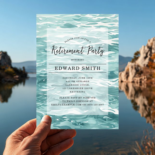 Fishing Retirement Party Invitation (Cast off into retirement 🎣 Celebrate in style with this watercolor fishing-themed invitation.)