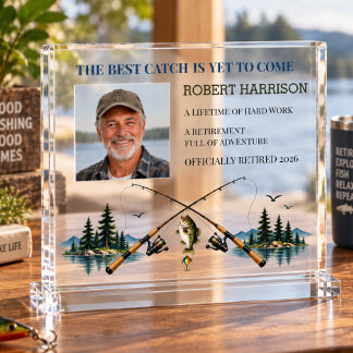 Fishing Retirement Photo Appreciation Gift Block