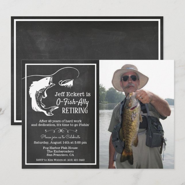 Fishing Retirement Photo Invitation (Front/Back)