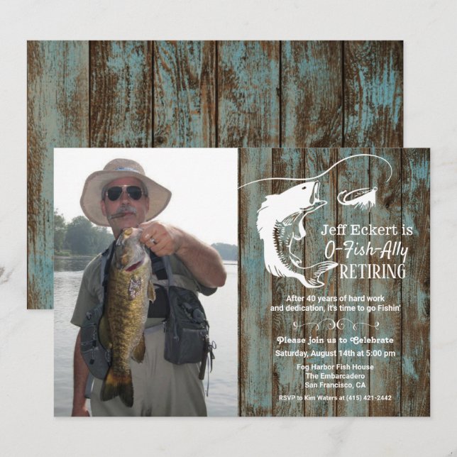 Fishing Retirement Photo Invitation (Front/Back)