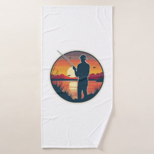 Fishing Retro Fishing Fish Sea Sunset Bath Towel