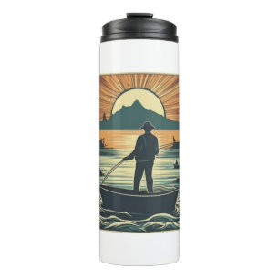 Fishing Retro Fishing Fish Sunset Boat Thermal Tumbler