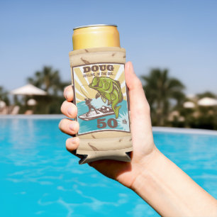 Fishing Retro Reeling Seltzer Can Cooler