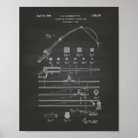 Fishing Rod 1930 Patent Art Chalkboard