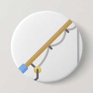 Fishing rod 7.5 cm round badge