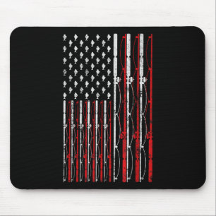 Fishing Rod American Flag Funny Vintage Fishing Mouse Mat