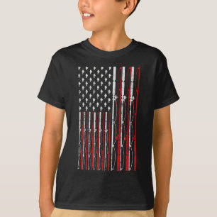 Fishing Rod American Flag Funny Vintage Fishing T-Shirt