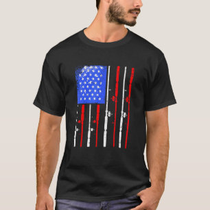 Fishing Rod American Flag Usa Fish Family T-Shirt