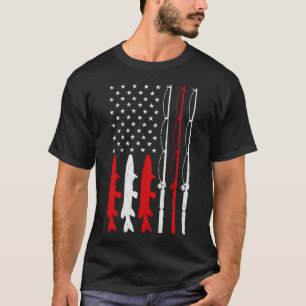 Fishing Rod American Flag Vintage Fishing Fisherma T-Shirt
