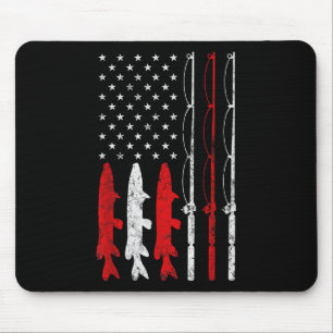 Fishing Rod American Flag Vintage Fishing Gift For Mouse Mat