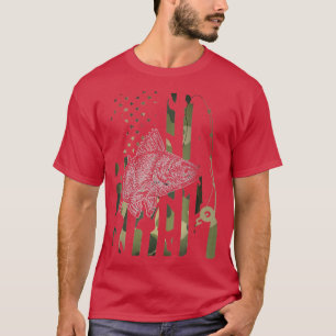 Fishing Rod American Flag Vintage Fishing Gift For T-Shirt