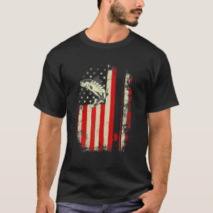 Fishing Rod American Flag Vintage Fishing Gift For T-Shirt