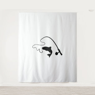Fishing rod and fish, fishing tapestry