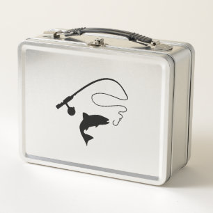 Fishing rod and fish metal lunch box