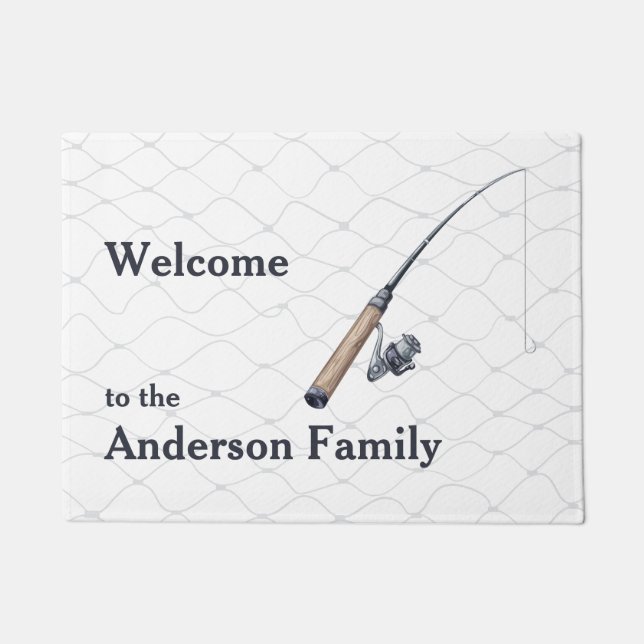 Fishing Rod and Net Welcome Doormat (Front)