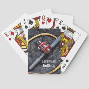 Fishing - Rod and Reel, Landing Net personalise Playing Cards