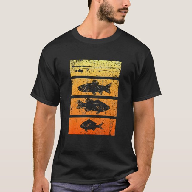Fishing Rod And Various Fish Angler T-Shirt (Front)