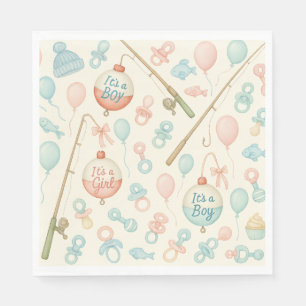 Fishing rod Baby reveal for Fishing lovers Napkin