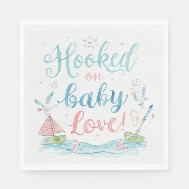 Fishing rod Baby reveal  for Fishing lovers  Napkin (Front)