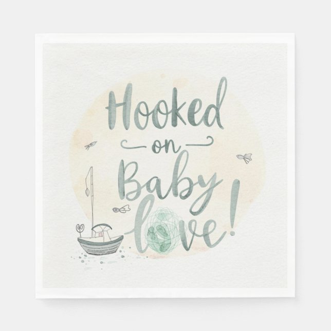 Fishing rod Baby reveal  for Fishing lovers  Napkin (Front)