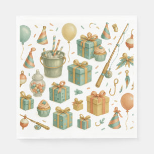 Fishing rod  Birthday themed for Fishing lovers  Napkin