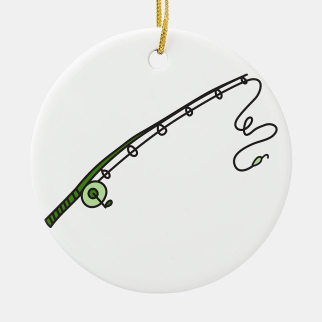 Fishing Rod Ceramic Tree Decoration (Front)