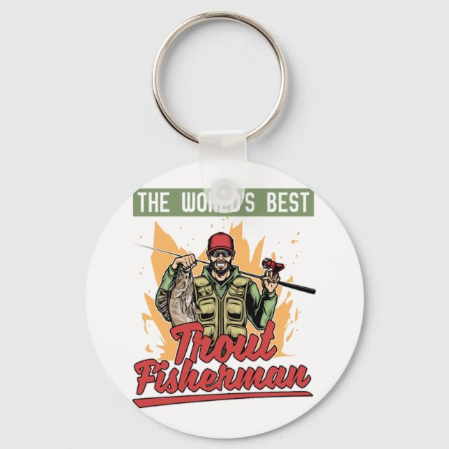 Fishing Rod Fish Fisherman Key Ring (Front)