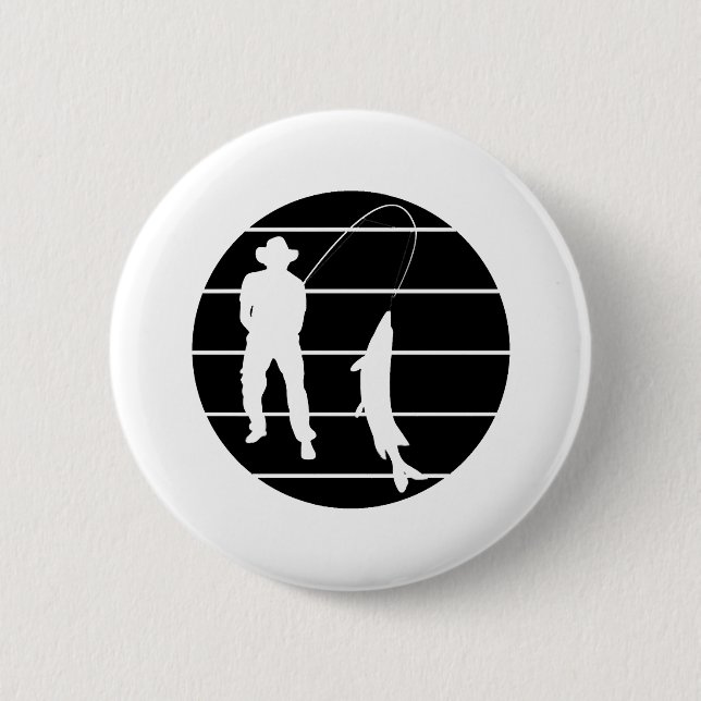 Fishing rod fishing fishing tournament 6 cm round badge (Front)