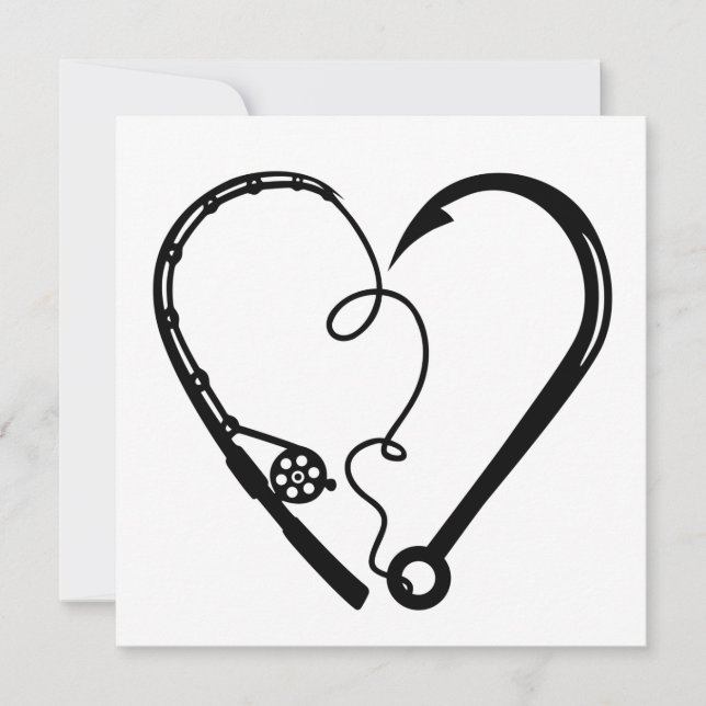 FISHING ROD HEART HOOK INVITATION (Front)