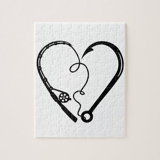 FISHING ROD HEART HOOK JIGSAW PUZZLE (Vertical)