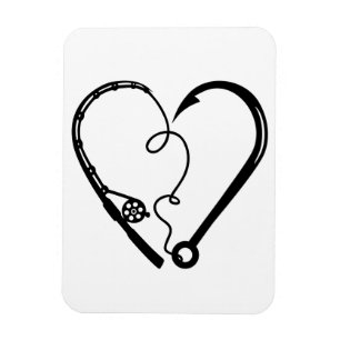 FISHING ROD HEART HOOK MAGNET