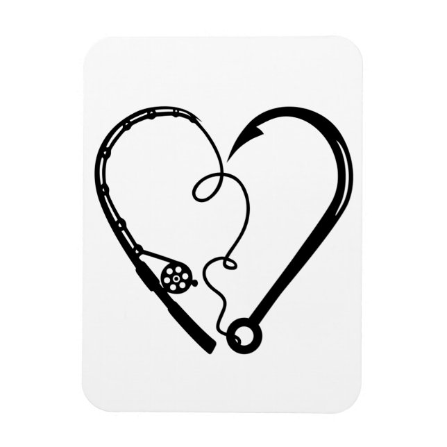 FISHING ROD HEART HOOK MAGNET (Vertical)
